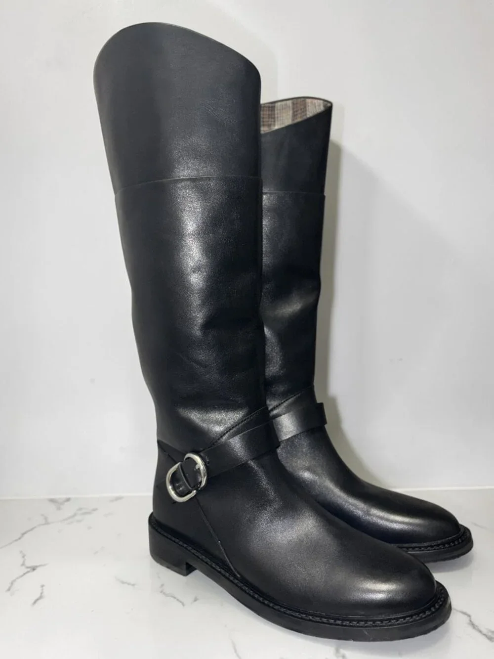 Rag & Bone Hayden Black Leather Riding Boot Sz 8.5 NEW Knee High Pull On
